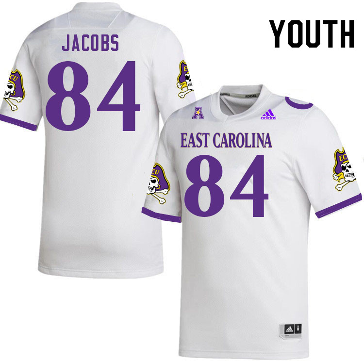 Youth #84 Melvin Jacobs ECU Pirates College Football Jerseys Stitched-White